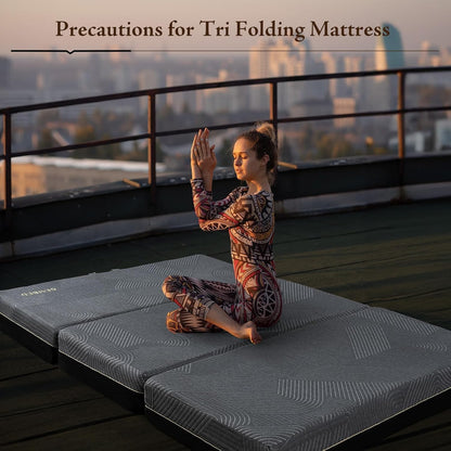 Tri Folding Mattress Queen Size - 6 Inch Foldable Floor Sofa Bed