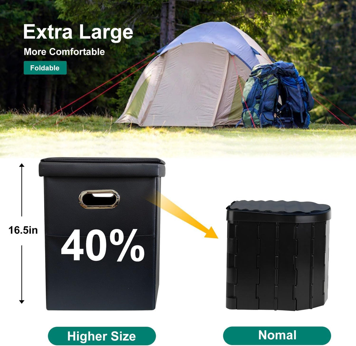 Upgrade XL Portable Toilet for Adults, Extra Large Camping Toilets