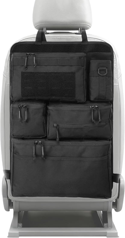 One-Piece Universal Car Seat Back Organizer with Tissue & Water Bottle Bag