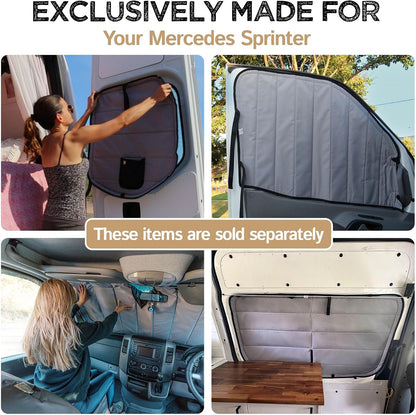 Insulated Blackout Mid Right Side Window Cover for Mercedes Sprinter Van Year 2007-2026 170" Length LWB & XLWB, NCV3 & VS30 (Bare Metal Frame)
