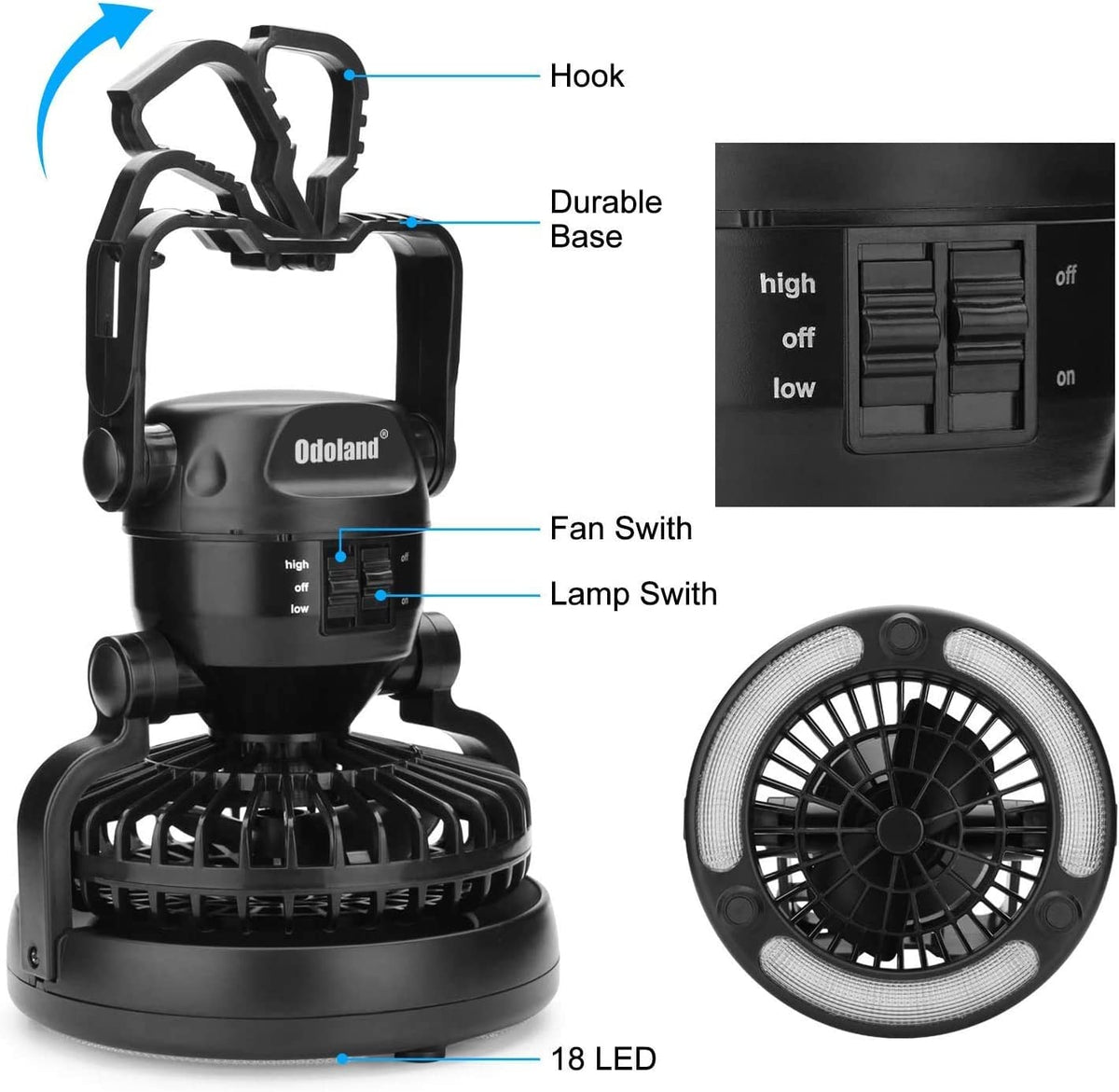 Portable LED Camping Lantern with Ceiling Fan - Hurricane Emergency
