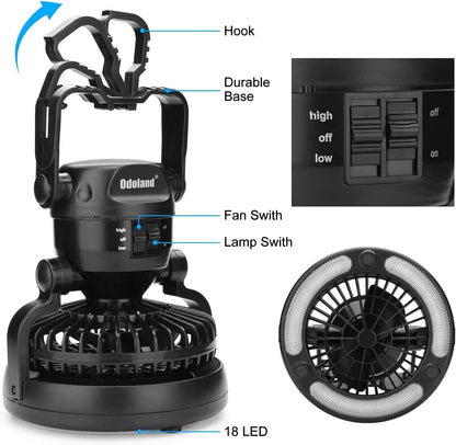 Portable LED Camping Lantern with Ceiling Fan - Hurricane Emergency