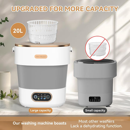 Portable Washing Machine, Folding 20L Mini Washer and Spin-Dryer