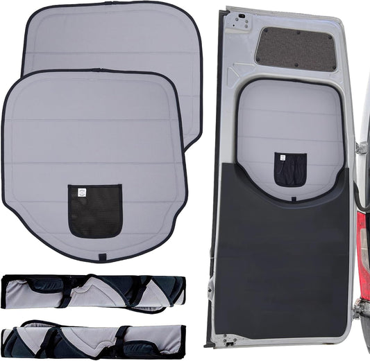 Insulated Blackout Rear Window Covers (Pair) for Mercedes Sprinter Van Year 2019-2026, VS30 (Half Plastic Door)