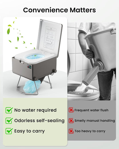 LE-310 Compact Dry Flush Toilet for Van Life and Off-Grid, Gray