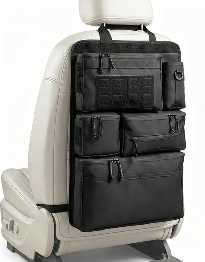 One-Piece Universal Car Seat Back Organizer with Tissue & Water Bottle Bag