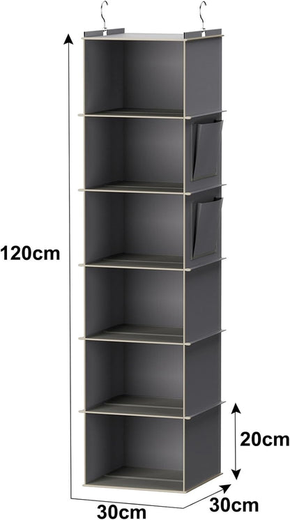 Hanging Closet Organizer and Storage, 6-Shelf, Grey