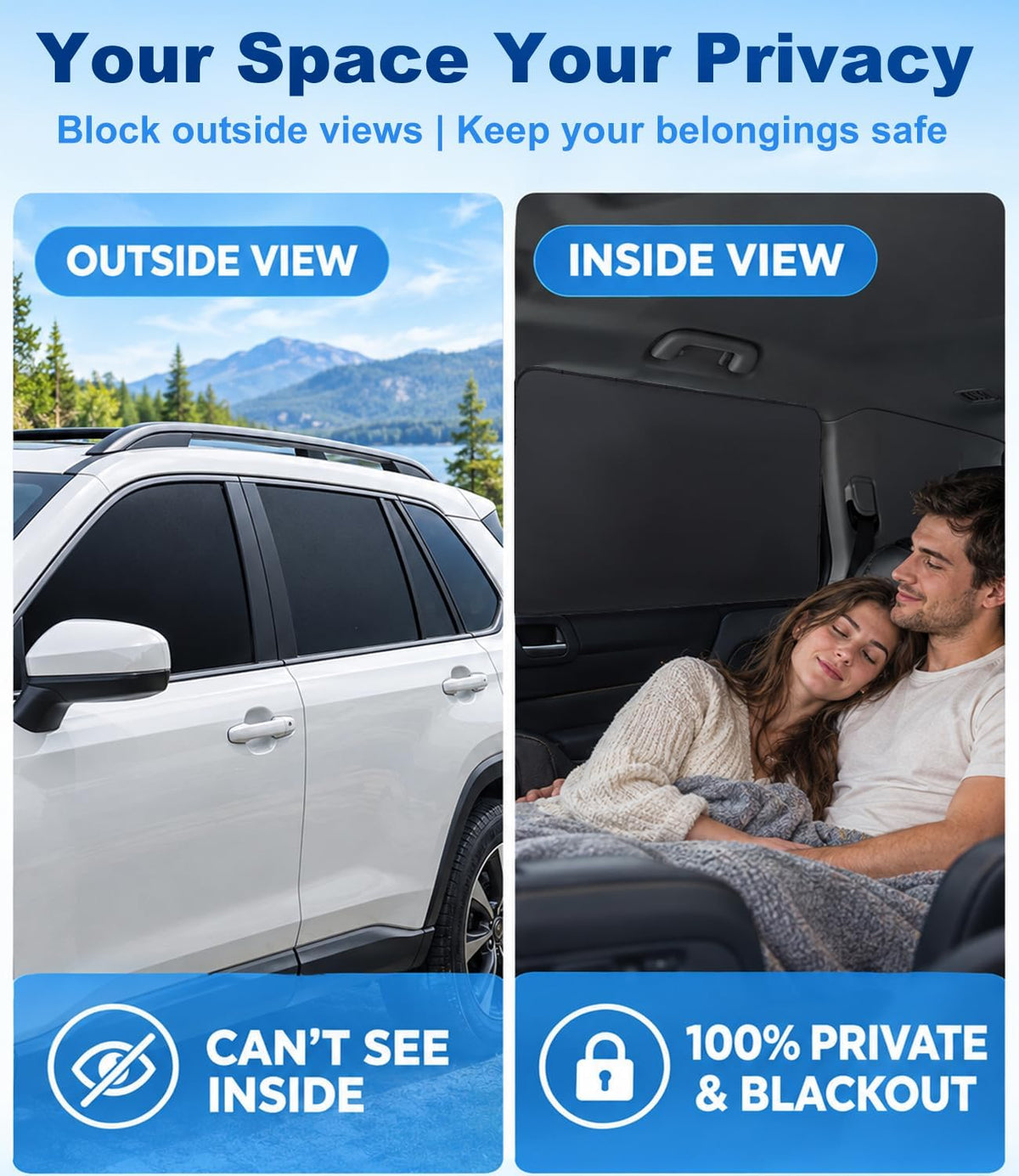 Magnetic Car Window Shades 4 Pcs 99% UV Light Block Privacy Curtains