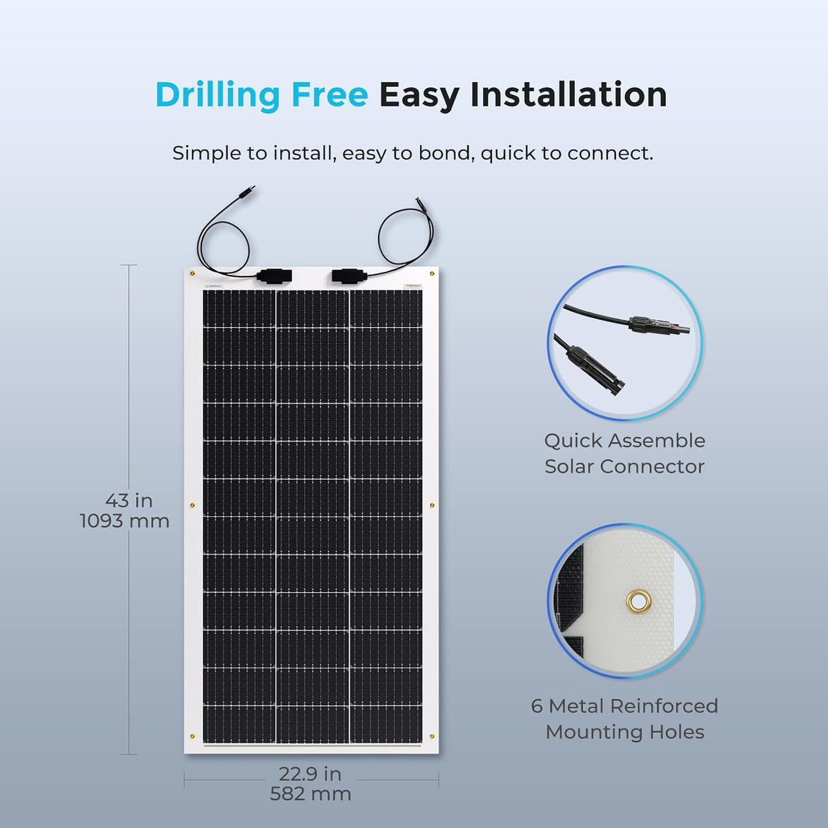 Flexible Solar Panel 100 Watt, 240° Ultra Flex Bendable