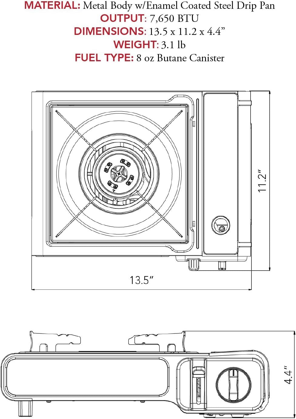 Portable Butane Camping Stove with Case: Automatic Ignition, Precise Heat Control - Camping & Tailgating and Outdoor Cooking