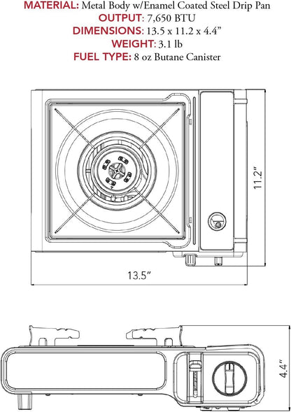 Portable Butane Camping Stove with Case: Automatic Ignition, Precise Heat Control - Camping & Tailgating and Outdoor Cooking