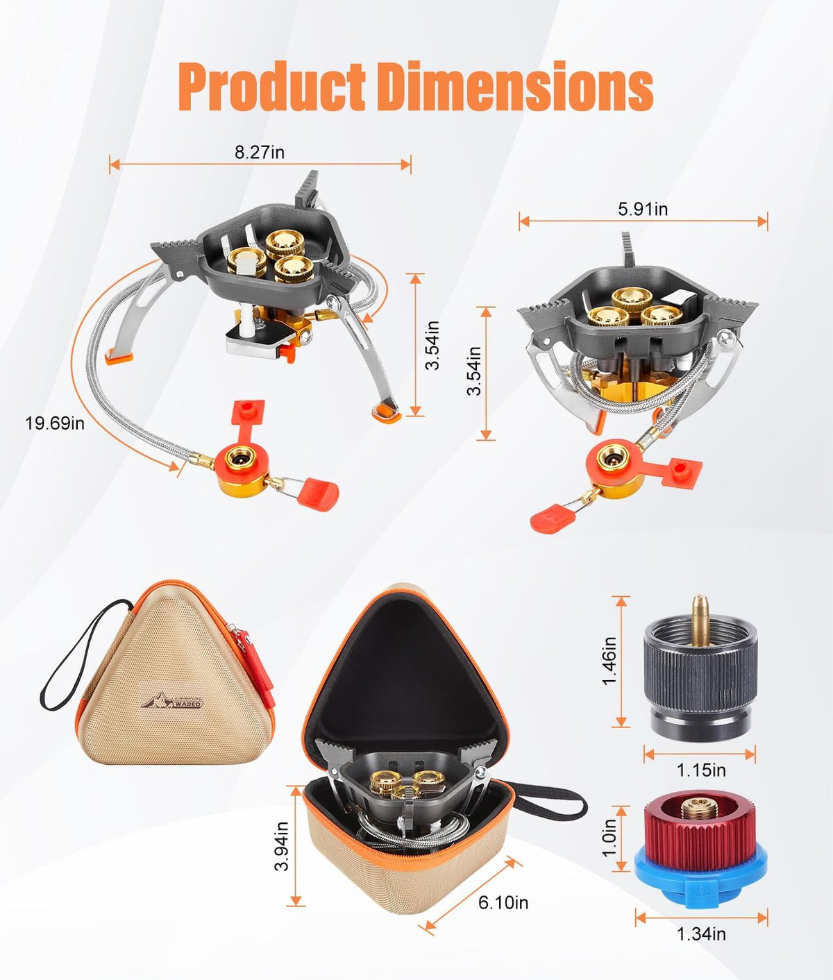 7200W Windproof Camp Stove, Camping Gas Stove with Piezo Ignition