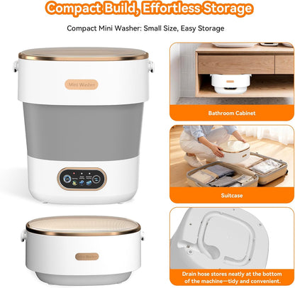 Portable Washing Machine, Folding 20L Mini Washer and Spin-Dryer