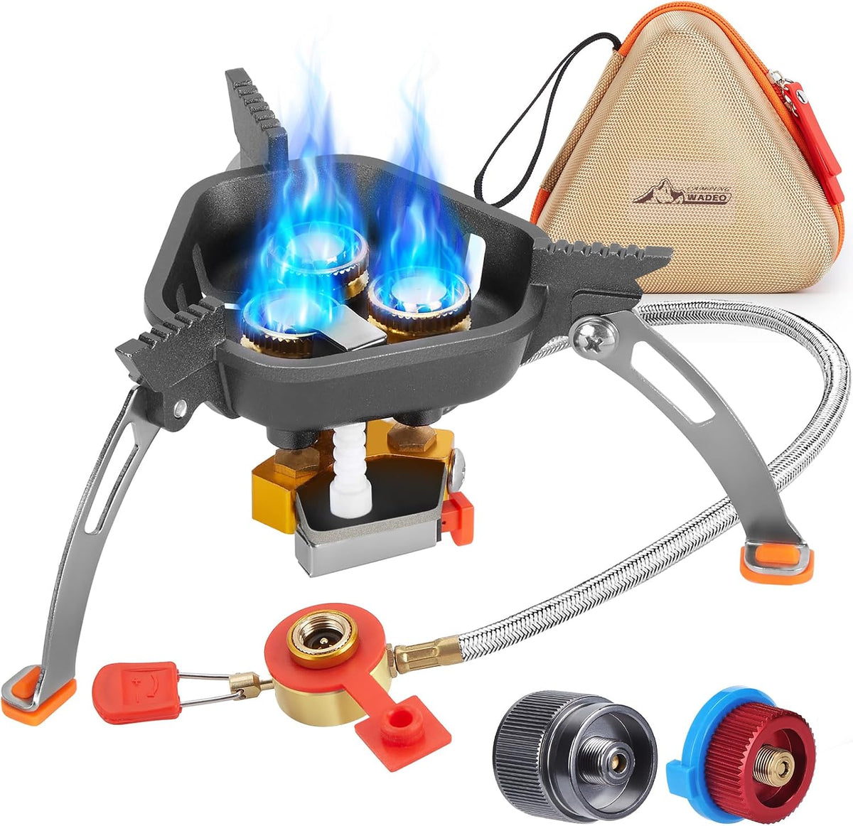7200W Windproof Camp Stove, Camping Gas Stove with Piezo Ignition