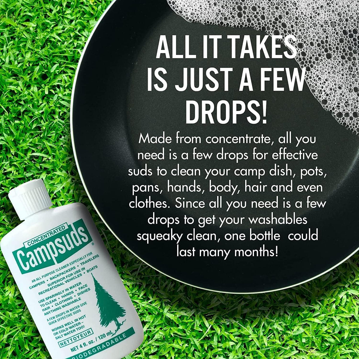 Sierra Dawn Classic Campsuds Biodegradable Camping Soap - the Original Camp Dish Soap, Shampoo, Body Wash - Wilderness Wash for Backpacking & Travel, 4 Fl Oz