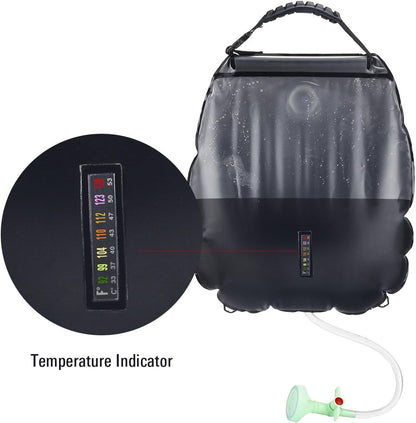 Solar Shower Bag,  5 Gallons/20L Solar Heating Premium Camping Shower Bag Hot Water with Temperature 45°C Removable Hose On/Off Switchable Shower Head Hiking Climbing Summer Shower K8
