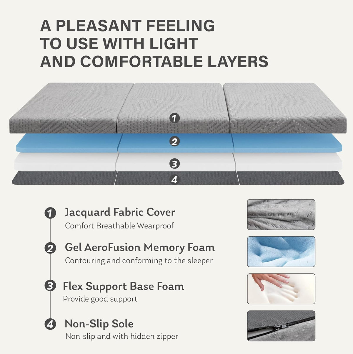 Twin Trifold Mattress, 4 Inch Foldable Gel Memory Foam Mattress