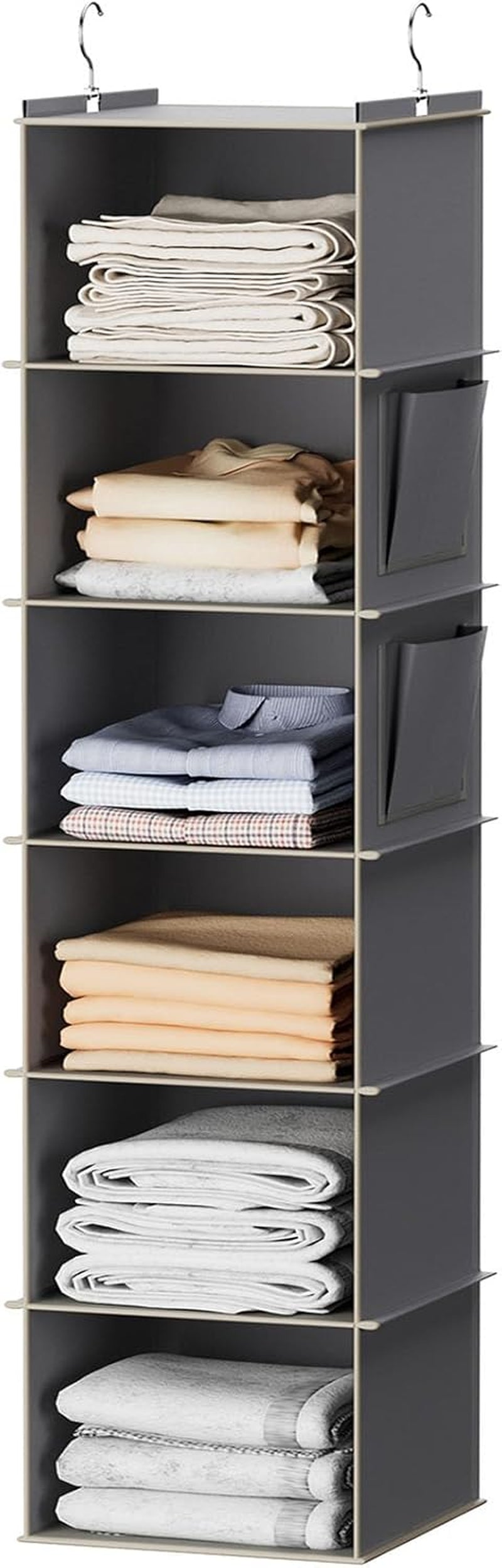 Hanging Closet Organizer and Storage, 6-Shelf, Grey