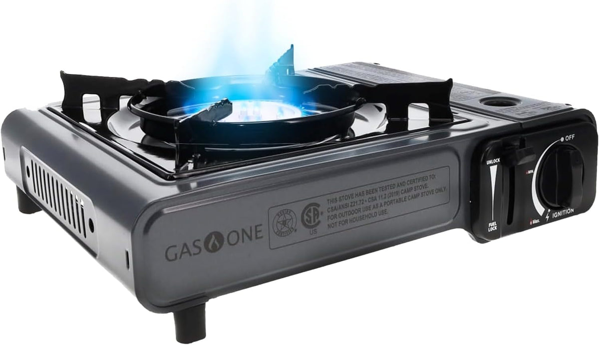 Portable Butane Camping Stove with Case: Automatic Ignition, Precise Heat Control - Camping & Tailgating and Outdoor Cooking