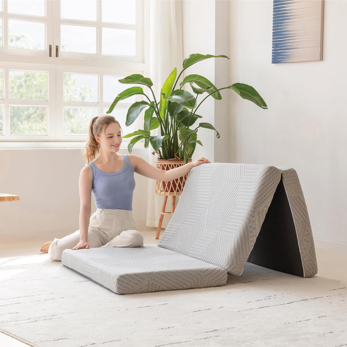 Twin Trifold Mattress, 4 Inch Foldable Gel Memory Foam Mattress
