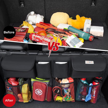 Car Trunk Organizer, LARGE CAPACITY Car Storage Bag with 8 Pockets, 7X Upgraded Trunk Storage Organizer for Car, SUV, Truck, MPV