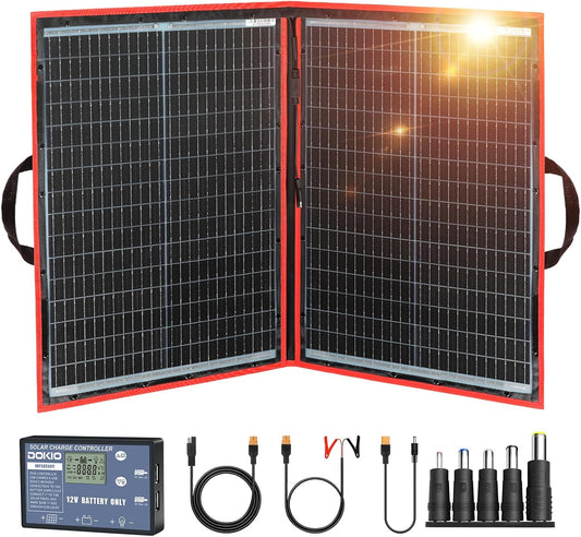 100W Portable Foldable Solar Panel Kit for 12V Battery Charging
