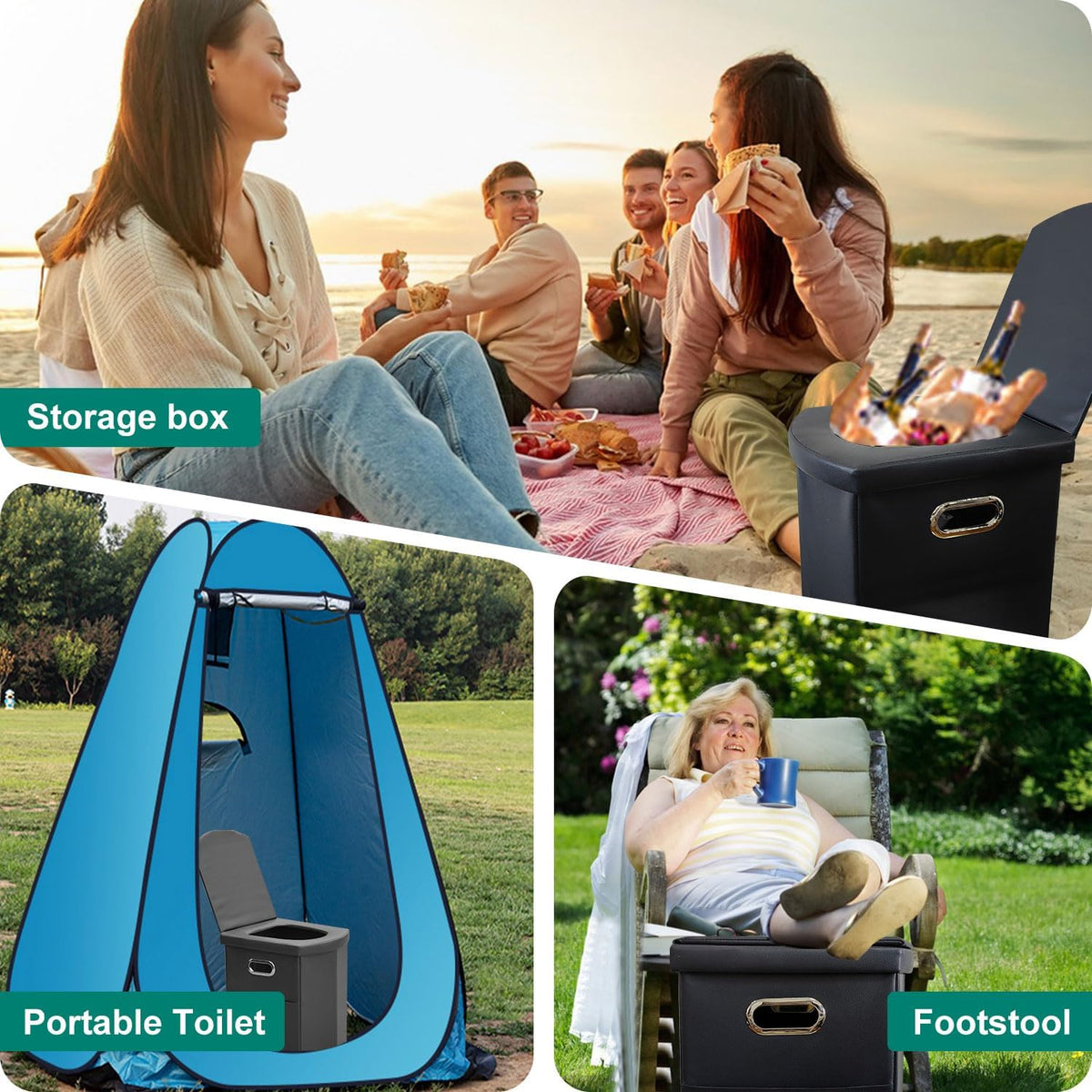 Upgrade XL Portable Toilet for Adults, Extra Large Camping Toilets