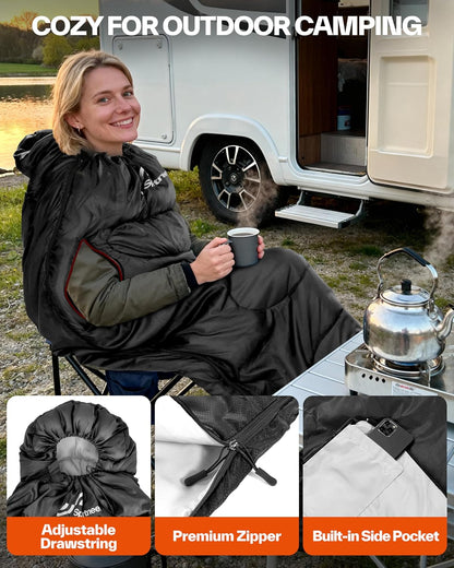 Wearable Sleeping Bag for Adults & Kids – Walkable with Arm Zippers, Warm Weather & Cold Waterproof, Compact for Camping, Stadiums, Travel, Backpacking & Car Use