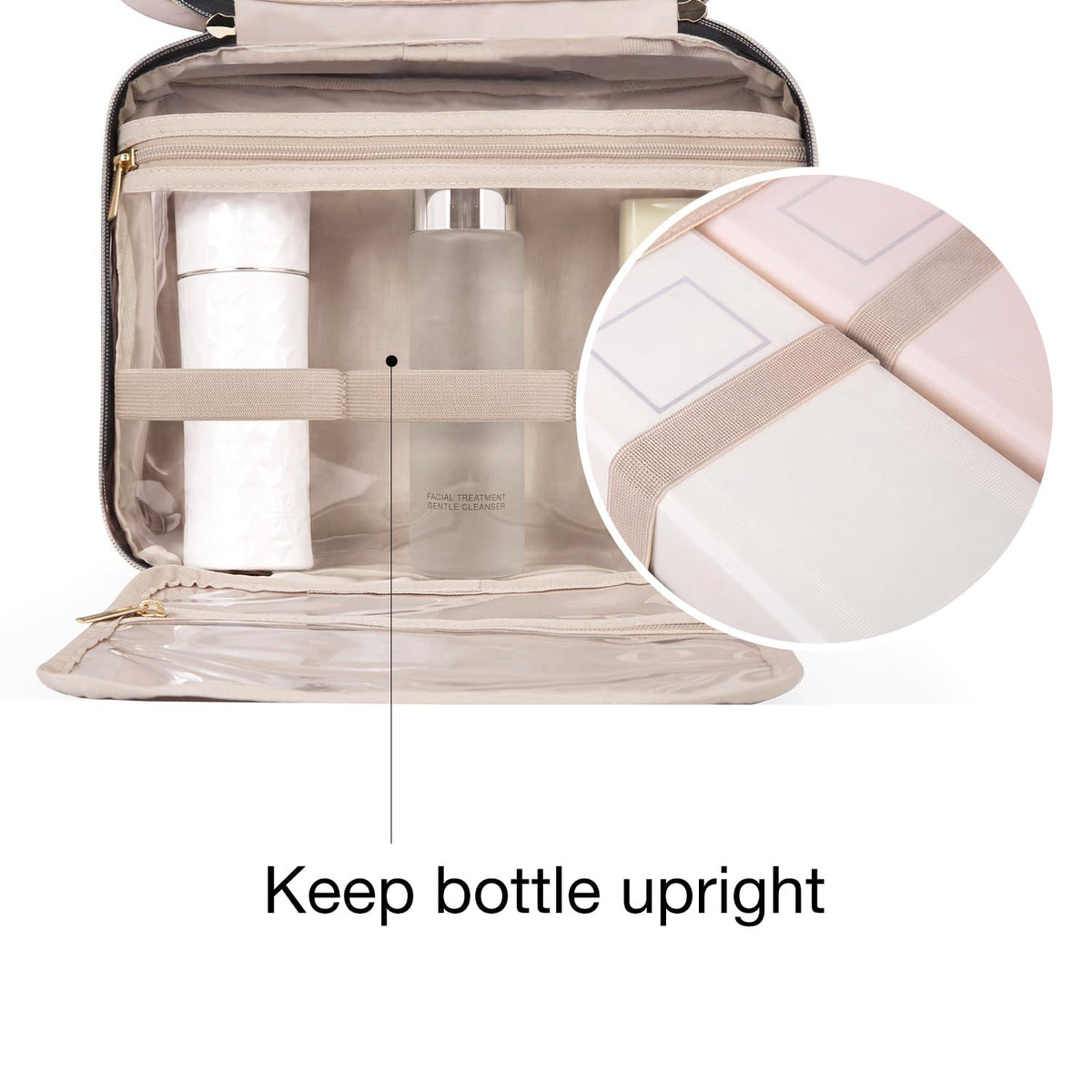 Toiletry Bag Travel Bag with Hanging Hook, Water-Resistant Makeup Cosmetic Bag Travel Organizer for Accessories, Shampoo, Full-Size Container, Toiletries (Black, Medium)