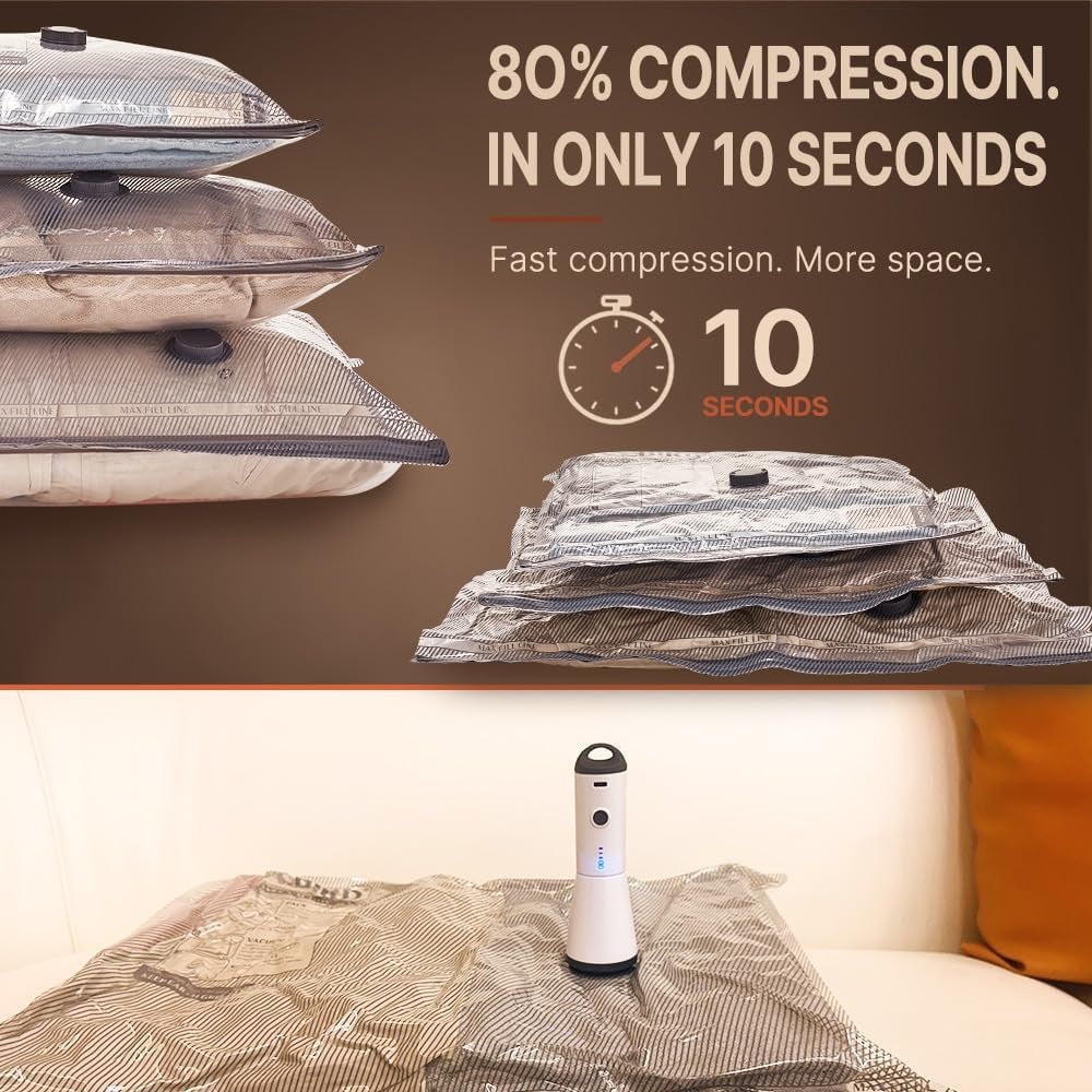 Travel Vacuum Bags with Rechargeable Pump, 15 Combo Tarvel Size