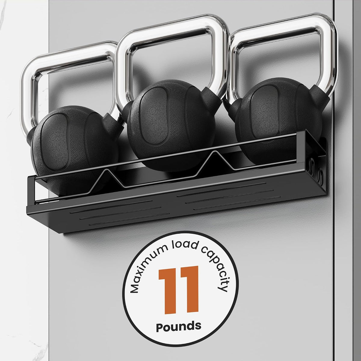 16.9 Inch Large Capacity Magnetic Spice Rack for Refrigerator Black, 4 Pack